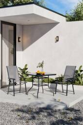 Garden Sanctuary 3Pcs Steel Outdoor Garden Table & Chair Set in Black - thumbnail 1