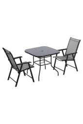 Garden Sanctuary 3Pcs Steel Outdoor Garden Table & Chair Set in Black - thumbnail 4