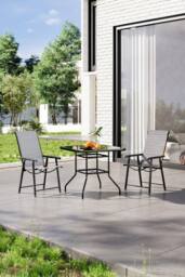 Garden Sanctuary 3Pcs Steel Outdoor Garden Table & Chair Set in Black - thumbnail 2