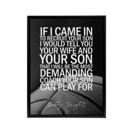 "Artery8 Basketball Coach Bobby Knight Sport Quote Framed Canvas Wall Art Print in Grey - Size: W12"" x H16""" - thumbnail 1