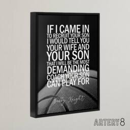 "Artery8 Basketball Coach Bobby Knight Sport Quote Framed Canvas Wall Art Print in Grey - Size: W12"" x H16""" - thumbnail 2
