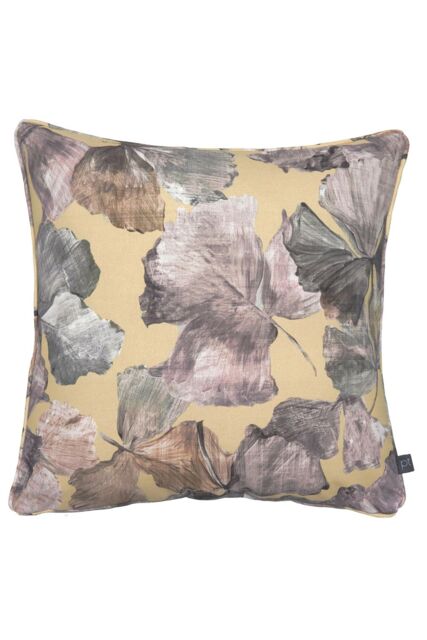 Prestigious Textiles Hanalei Tropical Leaf Printed Pipe Trimmed Cushion in Amber - Size: 43 cm x 43 cm - image 1