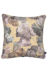 Prestigious Textiles Hanalei Tropical Leaf Printed Pipe Trimmed Cushion in Amber - Size: 43 cm x 43 cm - thumbnail 1