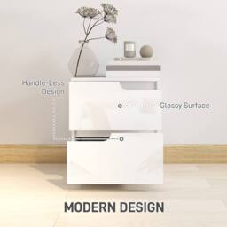 HOMCOM Bedside Table Set of 2 with 2 Drawers for Bedroom, Living Room, White - Size: 2 Pack - thumbnail 4