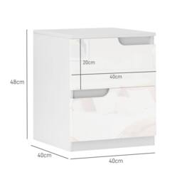 HOMCOM Bedside Table Set of 2 with 2 Drawers for Bedroom, Living Room, White - Size: 2 Pack - thumbnail 3