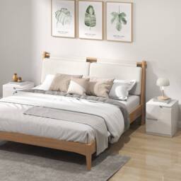 HOMCOM Bedside Table Set of 2 with 2 Drawers for Bedroom, Living Room, White - Size: 2 Pack - thumbnail 1