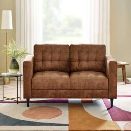 FurnitureboxUK Jade Brown Faux Leather 2 Seater Sofa in Tan - thumbnail 2