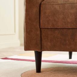 FurnitureboxUK Jade Brown Faux Leather 2 Seater Sofa in Tan - thumbnail 6