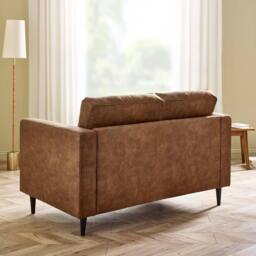 FurnitureboxUK Jade Brown Faux Leather 2 Seater Sofa in Tan - thumbnail 3