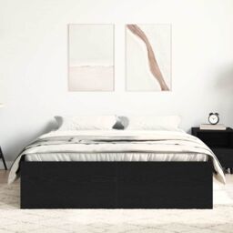 Berkfield Home Bed Frame without Mattress Black Oak 140x190 cm Engineered Wood in Brown - thumbnail 3