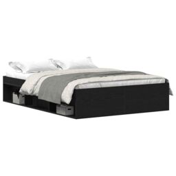 Berkfield Home Bed Frame without Mattress Black Oak 140x190 cm Engineered Wood in Brown - thumbnail 2