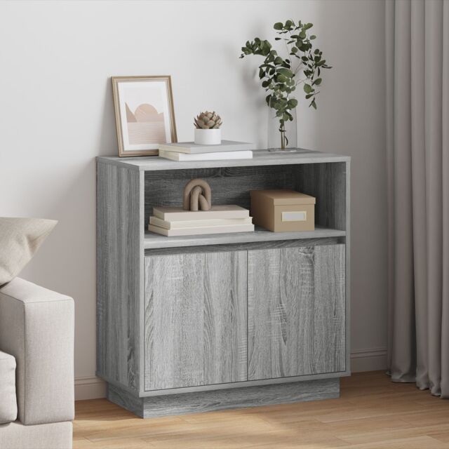 Berkfield Home Sideboard with LED Grey Sonoma 71x34, 5x75 cm Engineered Wood - image 1