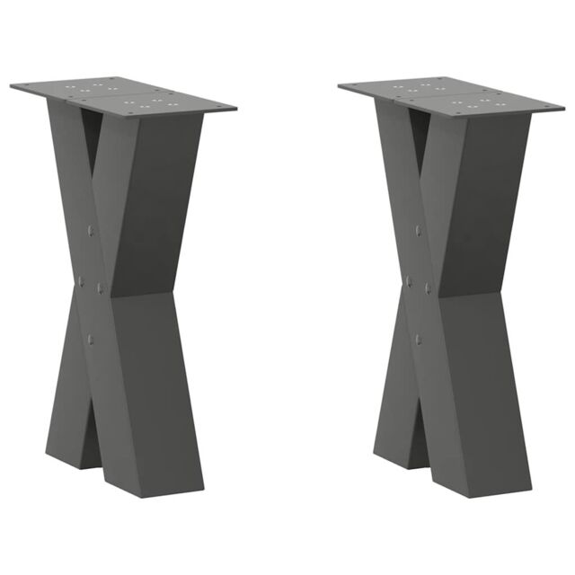 Berkfield Home Coffee Table Legs X-Shaped 2 pcs Anthracite 38x(42-43) cm Steel in Black - image 1