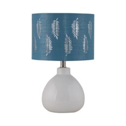 First Choice Lighting Set of 2 Tuscan - White Ceramic Lamps with Teal Fern Shade - thumbnail 4