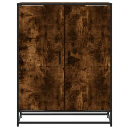 Berkfield Home Shoe Cabinet Smoked Oak 75x38x97.5 cm Engineered Wood & Metal in Brown - thumbnail 4
