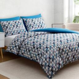 Pamposh Duvet Cover Set Reversible Quilt Covers Bedding Set in Blue - Size: King - thumbnail 3