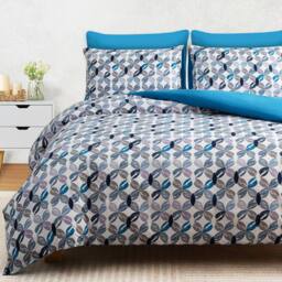 Pamposh Duvet Cover Set Reversible Quilt Covers Bedding Set in Blue - Size: King - thumbnail 2