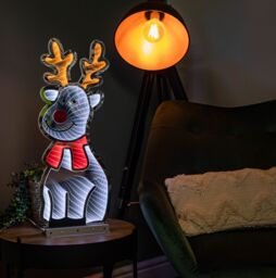 Samuel Alexander 60cm Infinity Standing Christmas Reindeer with Metal Base, White & Red LEDs - thumbnail 4