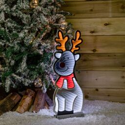 Samuel Alexander 60cm Infinity Standing Christmas Reindeer with Metal Base, White & Red LEDs - thumbnail 3