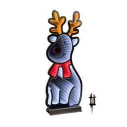 Samuel Alexander 60cm Infinity Standing Christmas Reindeer with Metal Base, White & Red LEDs - thumbnail 7