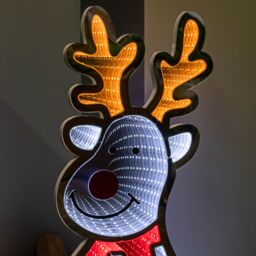 Samuel Alexander 60cm Infinity Standing Christmas Reindeer with Metal Base, White & Red LEDs - thumbnail 6