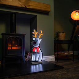 Samuel Alexander 60cm Infinity Standing Christmas Reindeer with Metal Base, White & Red LEDs - thumbnail 2