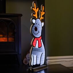 Samuel Alexander 60cm Infinity Standing Christmas Reindeer with Metal Base, White & Red LEDs - thumbnail 5