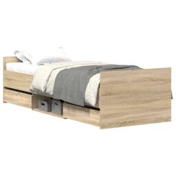 Berkfield Home Bed Frame with Headboard & Footboard Sonoma Oak 90x190 cm Single in Light Tan
