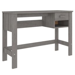 Berkfield Home Desk HAMAR Light Grey 110x40x75 cm Solid Wood Pine - Size: 110 x 40 x 75 cm - thumbnail 2