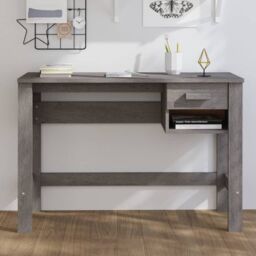 Berkfield Home Desk HAMAR Light Grey 110x40x75 cm Solid Wood Pine - Size: 110 x 40 x 75 cm