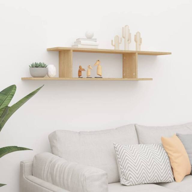 Berkfield Home Wall-Mounted TV Shelf Sonoma Oak 125x18x23 cm Engineered Wood in Light Oak - Size: 125 x 18 x 23 cm - image 1