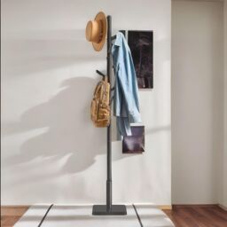 FURNOS Wooden Square Base Coat Stand With 8 Hooks in Black - thumbnail 4