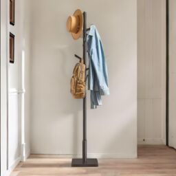 FURNOS Wooden Square Base Coat Stand With 8 Hooks in Black - thumbnail 5