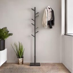 FURNOS Wooden Square Base Coat Stand With 8 Hooks in Black - thumbnail 2