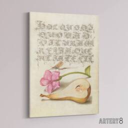 "Artery8 Mayfly Red Campion & Pear Calligraphy Canvas Wall Art Print in Beige - Size: W12"" x H16""" - thumbnail 2