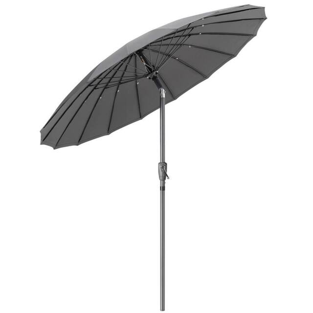 Christow 2m Shanghai Parasol Garden Umbrella Tilting Sunshade UV Resistant in Grey - image 1