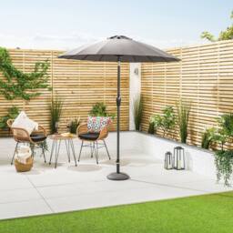 Christow 2m Shanghai Parasol Garden Umbrella Tilting Sunshade UV Resistant in Grey - thumbnail 2
