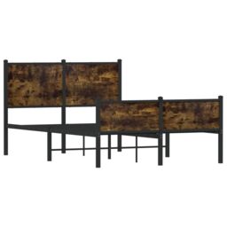 Berkfield Home Metal Bed Frame without Mattress Smoked Oak 120x190 cm Small Double in Brown - thumbnail 3