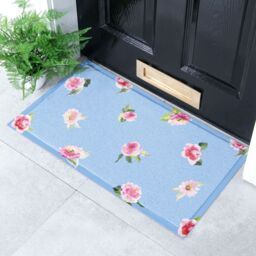 Artsy Mats Watercolour Floral Indoor Outdoor Doormat (70 x 40cm) in Blue - Size: 40 cm x 70 cm - thumbnail 2