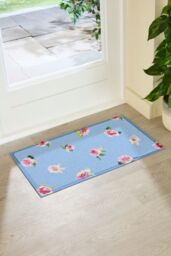 Artsy Mats Watercolour Floral Indoor Outdoor Doormat (70 x 40cm) in Blue - Size: 40 cm x 70 cm - thumbnail 1