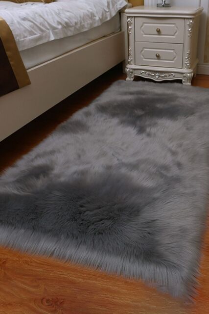 Living and Home Retangular Super Soft Shaggy Area Rug Grey - Size: 60 cm x 90 cm - image 1