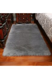 Living and Home Retangular Super Soft Shaggy Area Rug Grey - Size: 60 cm x 90 cm - thumbnail 3