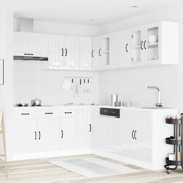 Berkfield Home Elegant 11 Piece Kitchen Cabinet Set Lucca Gloss White Engineered Wood - image 1