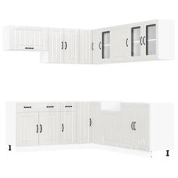 Berkfield Home Elegant 11 Piece Kitchen Cabinet Set Lucca Gloss White Engineered Wood - thumbnail 3