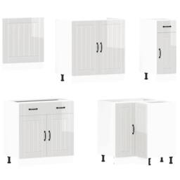 Berkfield Home Elegant 11 Piece Kitchen Cabinet Set Lucca Gloss White Engineered Wood - thumbnail 4