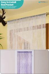 Neel Blue Glitter String Curtain Polyester Fringe Panel Spaghetti Tassel Curtain, 200cm x 90cm in Beige - Size: 200 cm x 90 cm - thumbnail 6