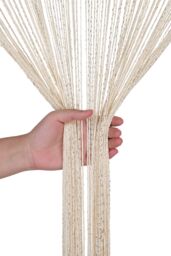 Neel Blue Glitter String Curtain Polyester Fringe Panel Spaghetti Tassel Curtain, 200cm x 90cm in Beige - Size: 200 cm x 90 cm - thumbnail 5