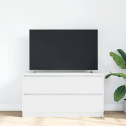 Berkfield Home TV Cabinet White 100x35x54 cm Engineered Wood - Size: 100 x 35 x 54 cm - thumbnail 1