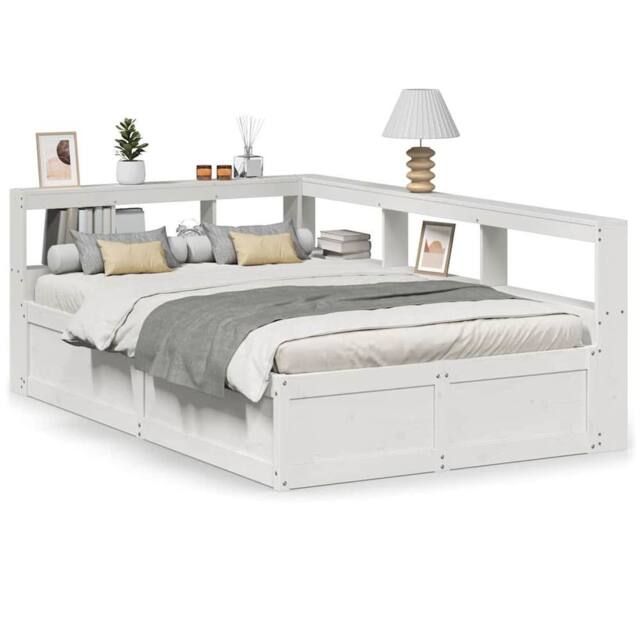 Berkfield Home Bookcase Bed without Mattress White 135x190cm Solid Wood Pine - Size: 135x190 cm - image 1