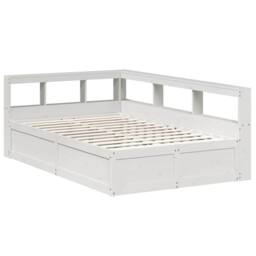 Berkfield Home Bookcase Bed without Mattress White 135x190cm Solid Wood Pine - Size: 135x190 cm - thumbnail 3